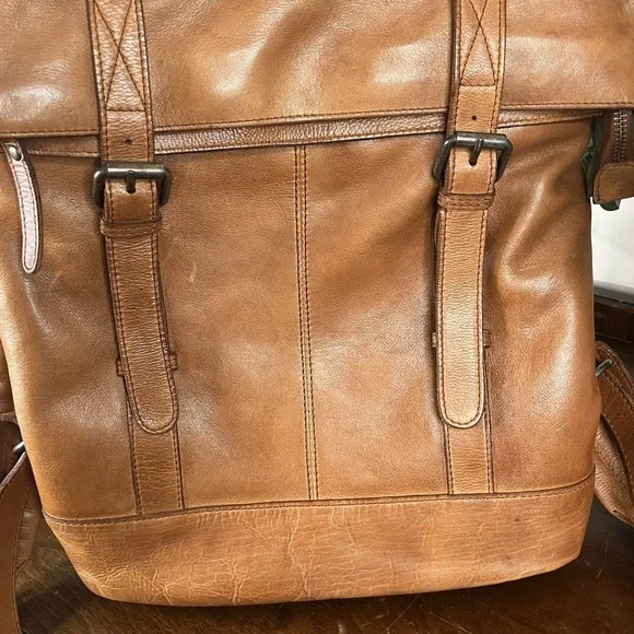Vilenca Holland Seren Tech Backpack Distressed Brown Leather TK58 Anthro NEW